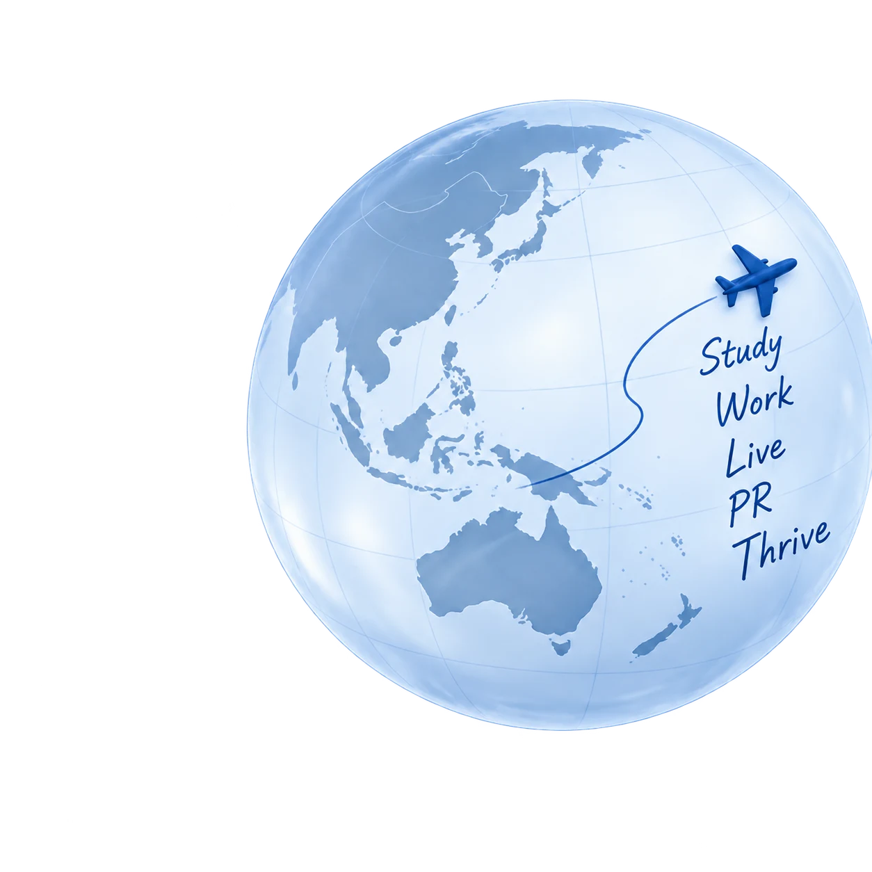 Globe highlighting study, work and residency possibilities